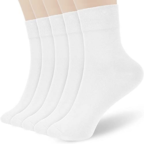 FGZ Women Thin Cotton Socks, Soft Cotton Bootie Socks Women Above Ankle Crew Socks 5 Pairs - 10-purple 5-9