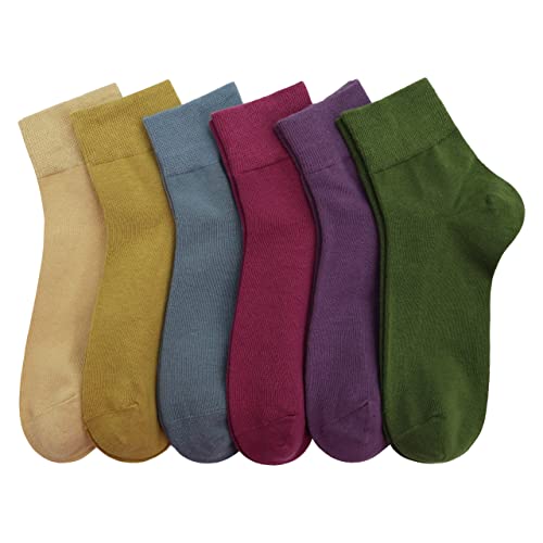 Women's Cotton Socks, Soft Thin Breathable Moisture Wicking Ankle Crew Casual Socks 6 Pairs - 4-8 - Multicolor 1