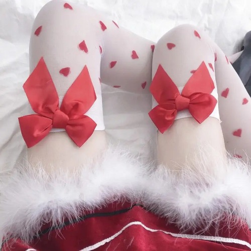 Fabulous Heart Stockings with Silky Red Ribbons