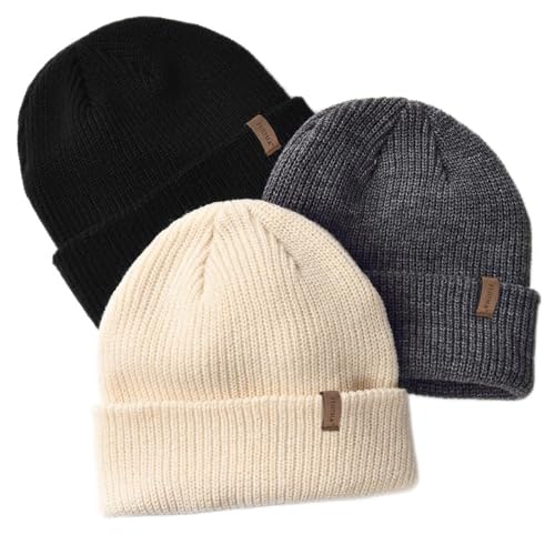 FURTALK Toddler Beanie Baby Boys Girls Beanies Kids Winter Hats Children Knit Warm Caps - 6-36 Months - Black+beige+mixed Dark Grey