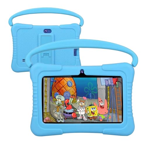 LEERUC Kids Tablet, 7 inch Android Tablet for Kids 32GB Toddler Tablet with Bluetooth, WiFi, GMS, Parental Control, Dual Camera, Shockproof Case, Educational, Games (Blue) - Blue