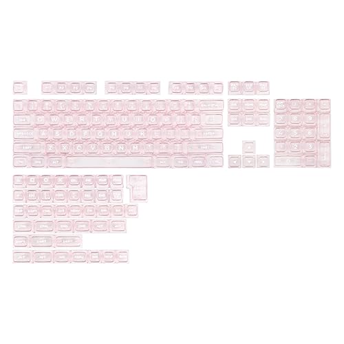 KiiBoom Transparent PC Keycaps Set, 146 Keys SA-like Profile ANSI ISO Layout RGB Shine Through Keycaps for Mechanical Keyboard, Compatible with Mx Switches (Pink) - Pink