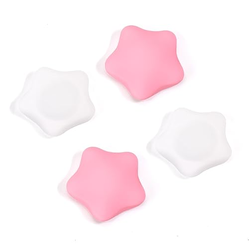 DLseego Thumb Grips Caps Design for Switch/Switch OLED/Switch Lite Console, Soft Silicone Joycon Analog Controller Protective Anti-Slip Covers 4PCS Button Joy Con Joystick Caps Stars - Pink White - Pink White
