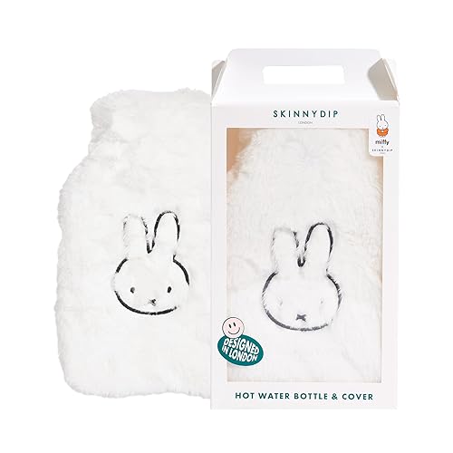 Skinnydip Hot Water Bottle Miffy Cover with Soft Faux Fur - 300ml Capacity Cute & Fluffy Hot Water Bottle with Twist-lid Fastening & Machine Washable Cover, Cosy Gifts for Women - Miffy - 300ML