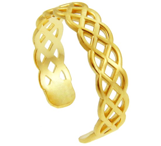 Gold Celtic Trinity Knot Woven Eternity Band Adjustable Toe Ring - Yellow Gold