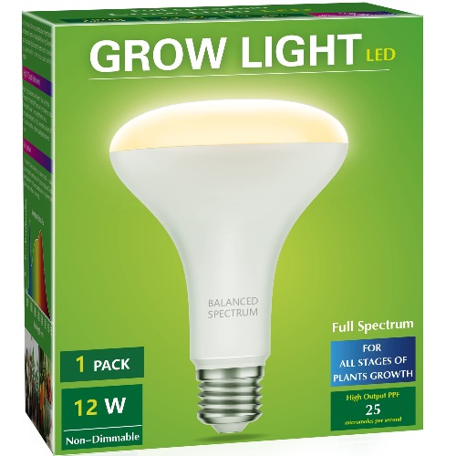 LED Grow Light Bulb, Briignite BR30 Grow Light Bulbs, Full Spectrum Grow Light Bulb 12W, 120W Equivalent, Plant Light Bulbs E26 Base, Grow Light for Indoor Plants, Seedlings, Greenhouse, Hydroponic - 1 Count (Pack of 1)