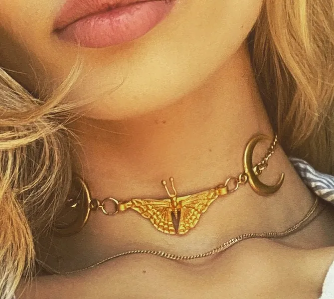 Moth n Moon Phase Choker, Hypoallergenic, Wanderlust Jewelry