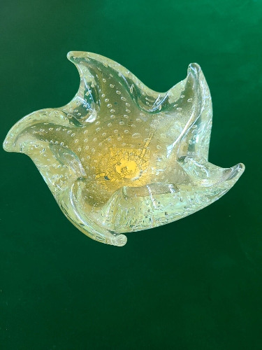 Vintage Art Glass Bowl Ashtray Clear Star Shaped Hand Blown