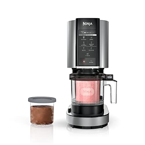 Ninja NC301 CREAMi Ice Cream Maker, for Gelato, Mix-ins, Milkshakes, Sorbet, Smoothie Bowls & More, 7 One-Touch Programs, with (2) Pint Containers & Lids, Compact Size, Perfect for Kids, Silver - (2) 16 oz. Pints