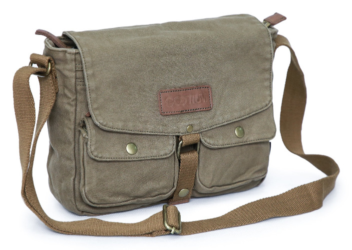 Gootium Canvas Messenger Bag - Vintage Crossbody Shoulder Bag Military Satchel - Olive Brown