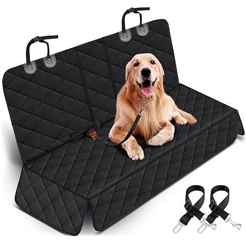 Yuntec Dog Car Seat Cover, Back Seat Cover for Dogs Pet Car Seat Protector Waterproof Bench Car Seat Cover, Non-Slip Reat Seat Cover fits Middle Armrest for Most Cars Trucks SUVs - Black - Black