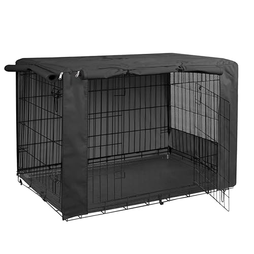 HiCaptain Folding Metal Dog Crate Cover for 48 Inch Wire Pet Cage (Black) - 30 inch (Pack of 1) [Upgrade] Two-tone Gray（only Cover）