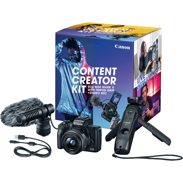 Canon EOS M50 Mark II Mirrorless Camera with 15-45mm Lens Content Creator Kit (Black)