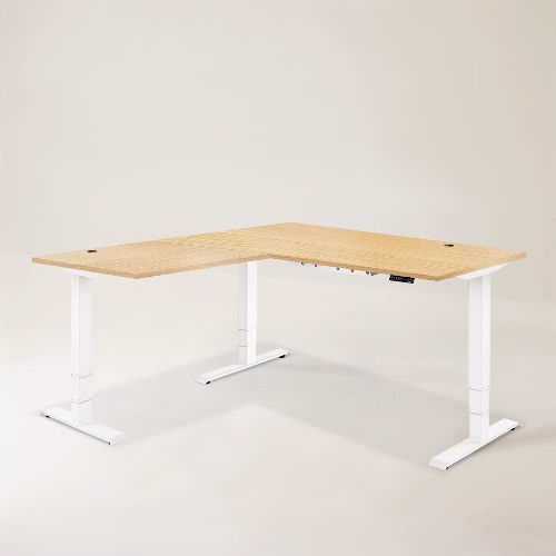 Executive Standing Corner Desk - L Shaped - Large 71" × 71" / White / Oak Wood