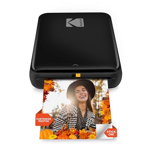 KODAK Step Instant Smartphone Photo Printer - Portable Mini Color Wireless Mobile Printer - Zink 2x3” Sticky-Back Photos - Bluetooth Compatible with iOS & Android Devices - Fun Editing App - Black - Black - Printer