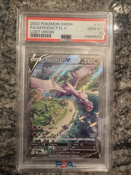 Pokemon Aerodactyl V Alt Full Art 180/196 SWSH Lost Origin #180 GEM MINT PSA 10