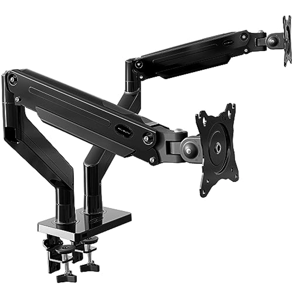 Invision Halterung 2 Monitore für 24-35 Zoll Bildschirme VESA 75mm & 100mm Höhenverstellbar Neigen Schwenken & Drehen Ergonomisch Gasdruckfeder Desktop Klemmhalterung Gewicht 2kg-15kg (MX900)