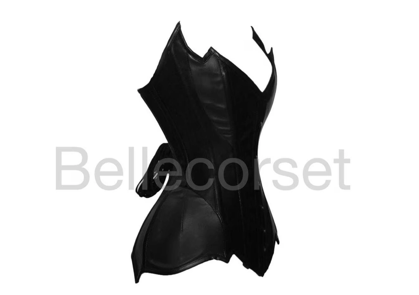 CORSET MÉDIÉVAL | Corset OVERBUST,Corset en cuir de luxe | Corset unique avec crochet sur le devant désossage en acier et design à lacets |
