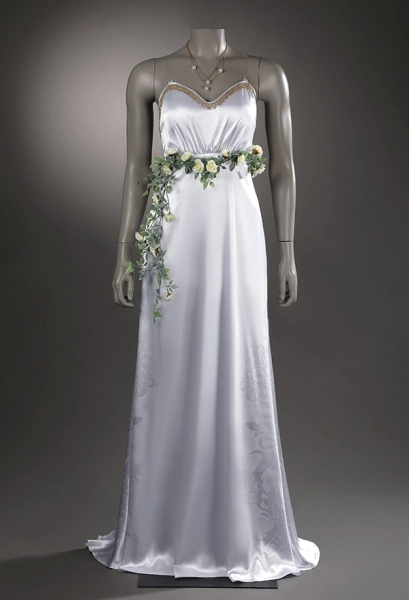 FF Aeris Cosplay Costume Dress with Belt and Necklace