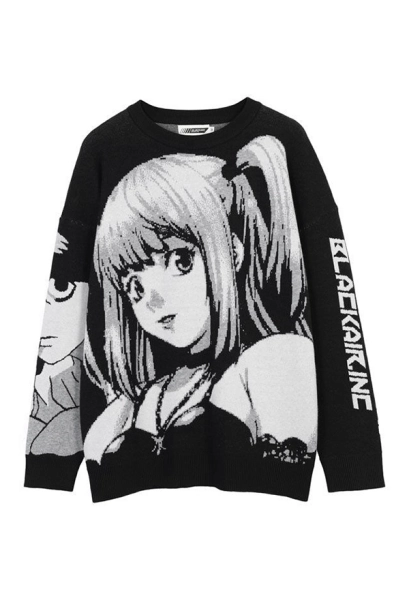 Cosplay.fm Gothic Graphic Pullover Sweater Anime Pattern Round Neck Long Sleeves Sweater