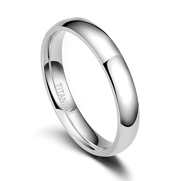 TIGRADE 2mm 4mm 6mm 8mm Titanium Plain Dome High Polished Wedding Band Ring Comfort Fit Men Women