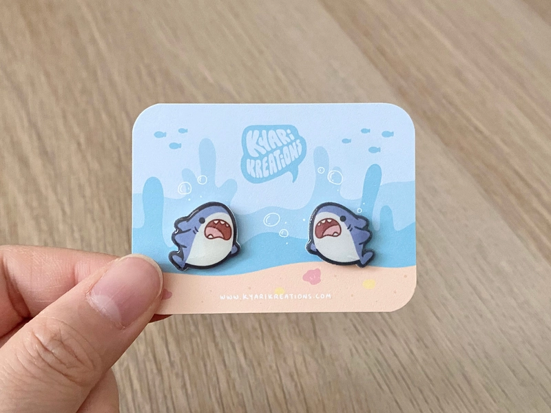 Great White Shark Stud Earrings