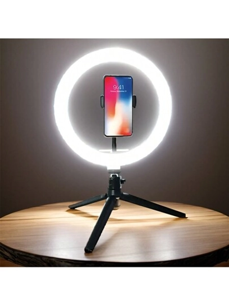 "Professional 10"" USB LED Ring Light Kit – Adjustable Color, Sturdy Tripod Stand & Phone Holder For Video, Selfie, Makeup"