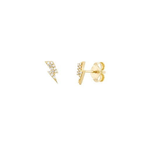 Diamond Lightning Bolt Earrings - 14K Yellow Gold