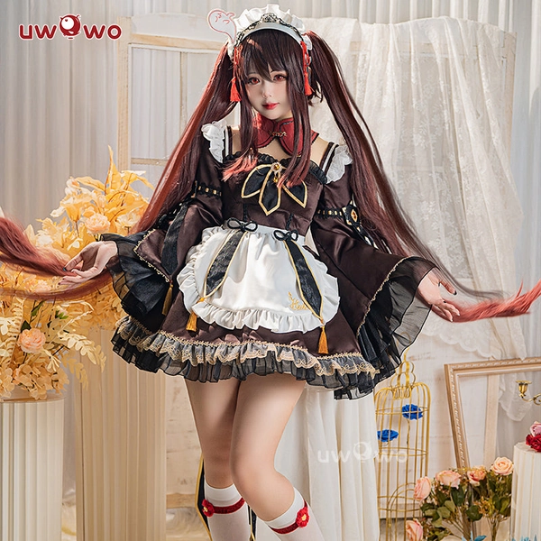 【In Stock】Exclusive Uwowo Genshin Impact Fanart Hutao Maid Ver Hu Tao Cosplay Costume