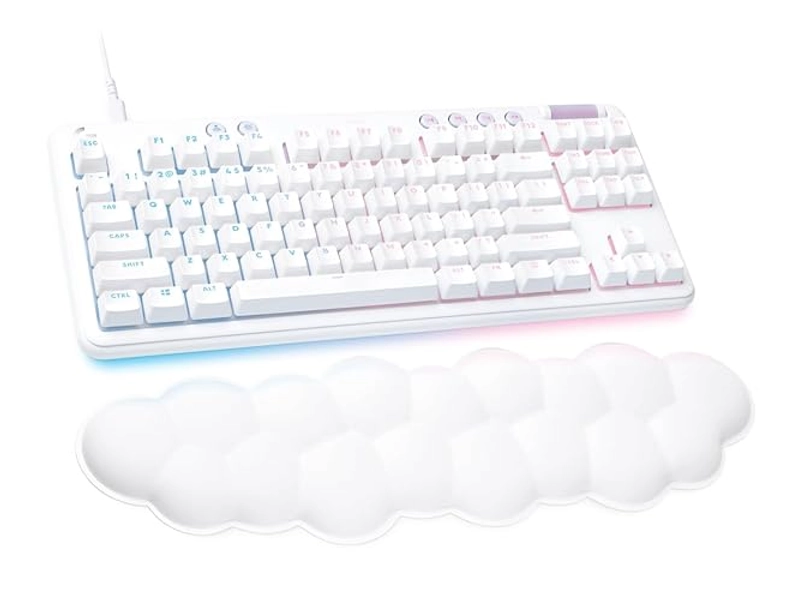 Logitech G713 kabelgebunden Tastatur mit LIGHTSYNC RGB-Beleuchtung, Taktile Switches (GX Brown) und Handballenauflage, PC/Mac - Weiß