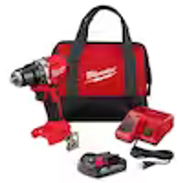 Milwaukee M18 18V Lithium-Ion Brushless Cordless 1/2 in. Compact Drill/Driver with One 2.0 Ah Battery, Charger and Tool Bag 3601-21P