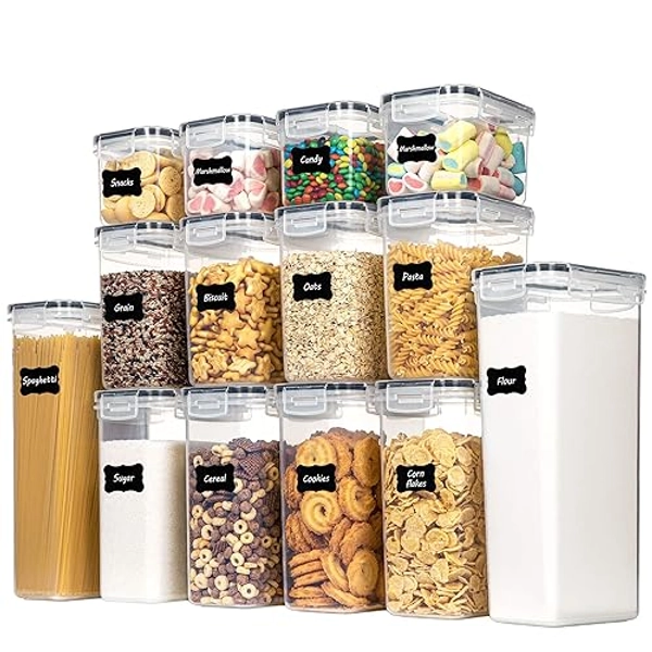 CHEFSTORY Airtight Food Storage Containers Set, 14 PCS Kitchen Storage Containers with Lids for Flour, Sugar and Cereal, Plastic Dry Food Canisters for Pantry Organization and Storage