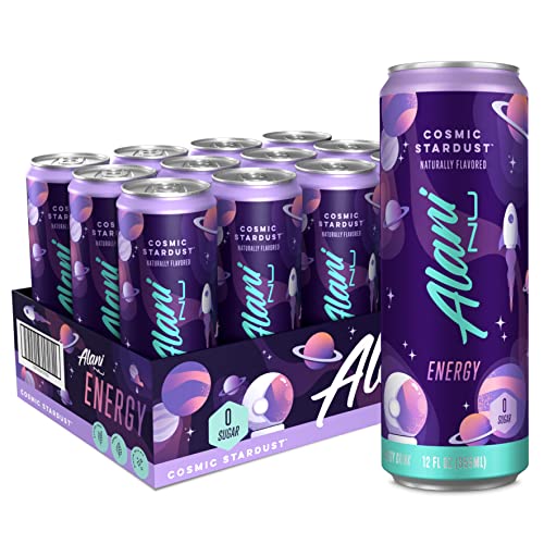 Alani Nu COSMIC STARDUST Sugar Free, Low Calorie Energy Drinks | 200mg Caffeine | Pre Workout Performance with Antioxidants | Biotin B Vitamins | Zero Sugar | 10 Calories | 12 Fl Oz Cans (12 Pack) - Cosmic Stardust