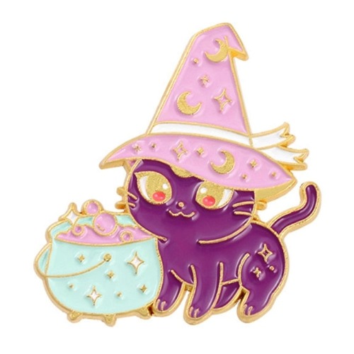Cauldron Cat Pastel Goth Witchy Enamel Lapel Pin