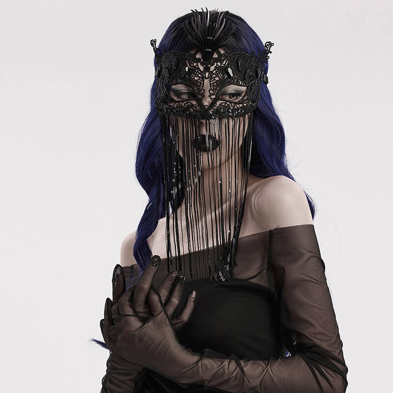 Sequin Tassels Mysterious Gothic Half Facemask