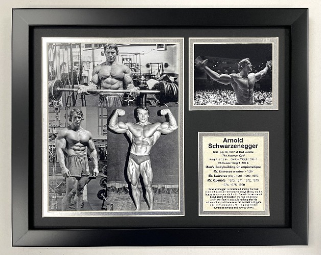 Legends Never Die, Inc. Arnold Schwarzenegger | Iconic Bodybuilder | 12"x15" Framed Photo Collage