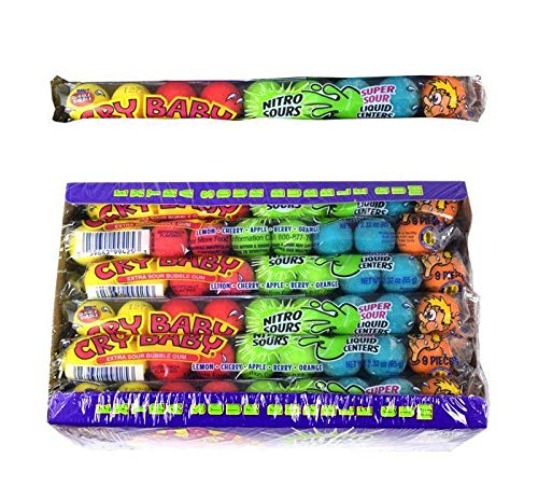Cry baby Nitro Sours Extra Sour Bubblegum Candy, 2.32 Ounce - 24 Count Pack - 