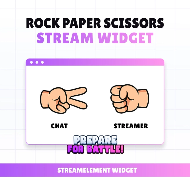 STREAM WIDGET - Rock Paper Scissors - StreamElement widget - Work with Twitch and Youtube // Instant download // Stream Games