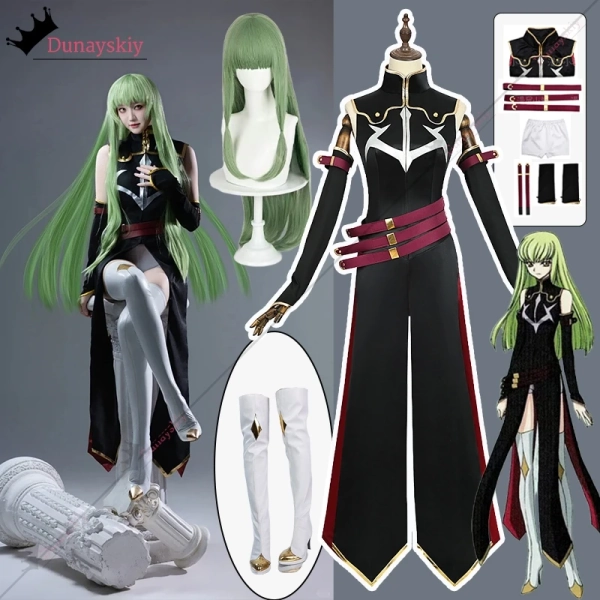 Code Geass Queen CC Cosplay Costume Witch Black Uniforms Wig Accessory Suit Anime Halloween Carnival Full Set Uniform Role-play - AliExpress 200000532