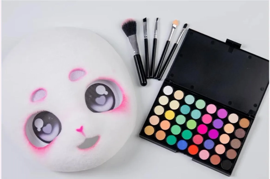 Kigurumi Accessories Kigurumi head 40 colors of matte pearlescent eyeshadow, animal head special makeup blush COSPLAY makeup（Send brush）