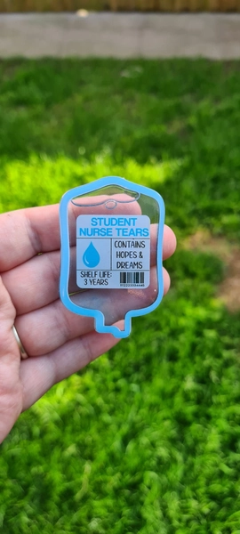Student tears blood bag badge reel, IV bag badge reel, novelty nurse doctor gift, student nurse