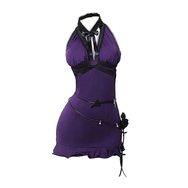 HHHX Tifa Dress: Purple Tifa Lockhart Cosplay Costume for Women Girls - FF7 VII Halloween Outfit