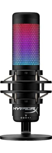 HyperX QuadCast S – RGB USB Condenser Microphone for PC, PS4, PS5 and Mac, Anti-Vibration Shock Mount, 4 Polar Patterns, Pop Filter, Gain Control, Gaming, Streaming, Podcasts, Twitch, YouTube, Discord - Microphone - Black