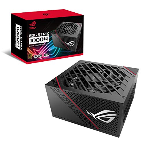 ASUS ROG STRIX 1000W Gold PSU, Power Supply (ROG heatsinks, Axial-tech fan design, dual ball fan bearings, 0dB technology, 80 PLUS Gold Certification, fully modular cables, 10-year warranty) - 1000W - ROG Strix