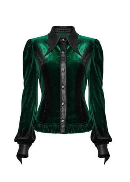 Punk Rave Puff Sleeved Gradient Velvet Blouse