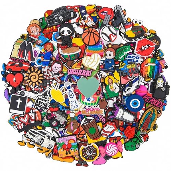 QYSEOFON Lots of 30,50,100pcs Random Cartoon Shoe Charms Lovely Shoes Decoration for Birthday Gifts