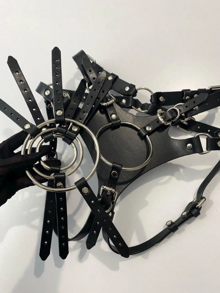 Large Dildo Strap on Harness Leather, Plus Size Strap on Harness, Pegging Harness Panties, Strap on Belt, Sex Harness Bdsm, Mature