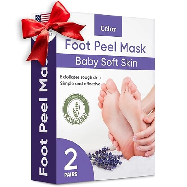 Foot Peeling Mask | Skin Care Pedicure Foot spa - Foot Mask & Foot Callus Remover with Aloe Vera Extract for Baby Soft Skin | Woman & Man | Remove Dead Skin, Cracked Feet & Callus | Lavender (2 Pairs)