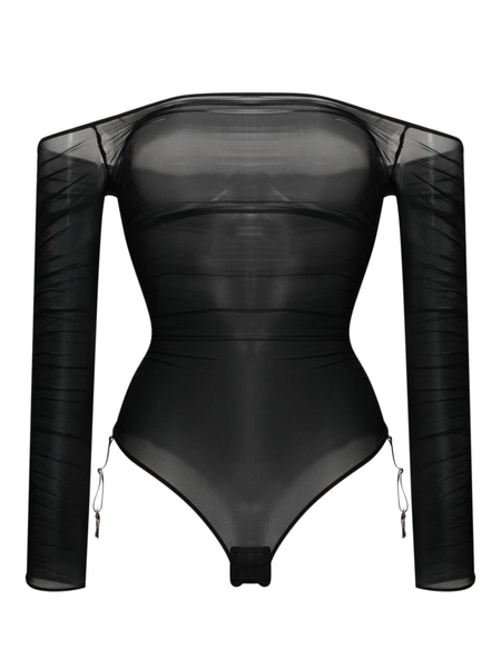 semi-sheer draped bodysuit