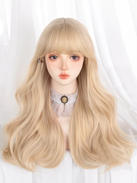 [$23.86]Milk Tea Champagne Wavy Synthetic Wig